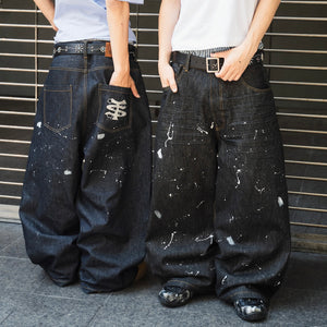 TS logo Rigid Baggy Paint Denim pants