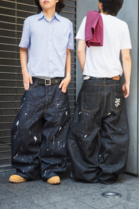 TS logo Rigid Baggy Paint Denim pants free