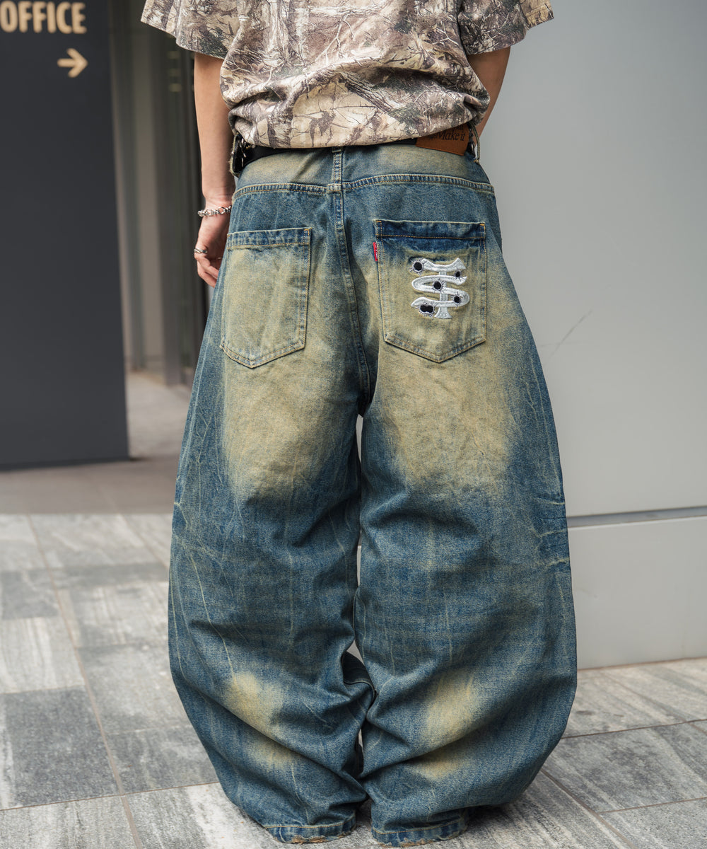 TS logo Baggy Denim pants free
