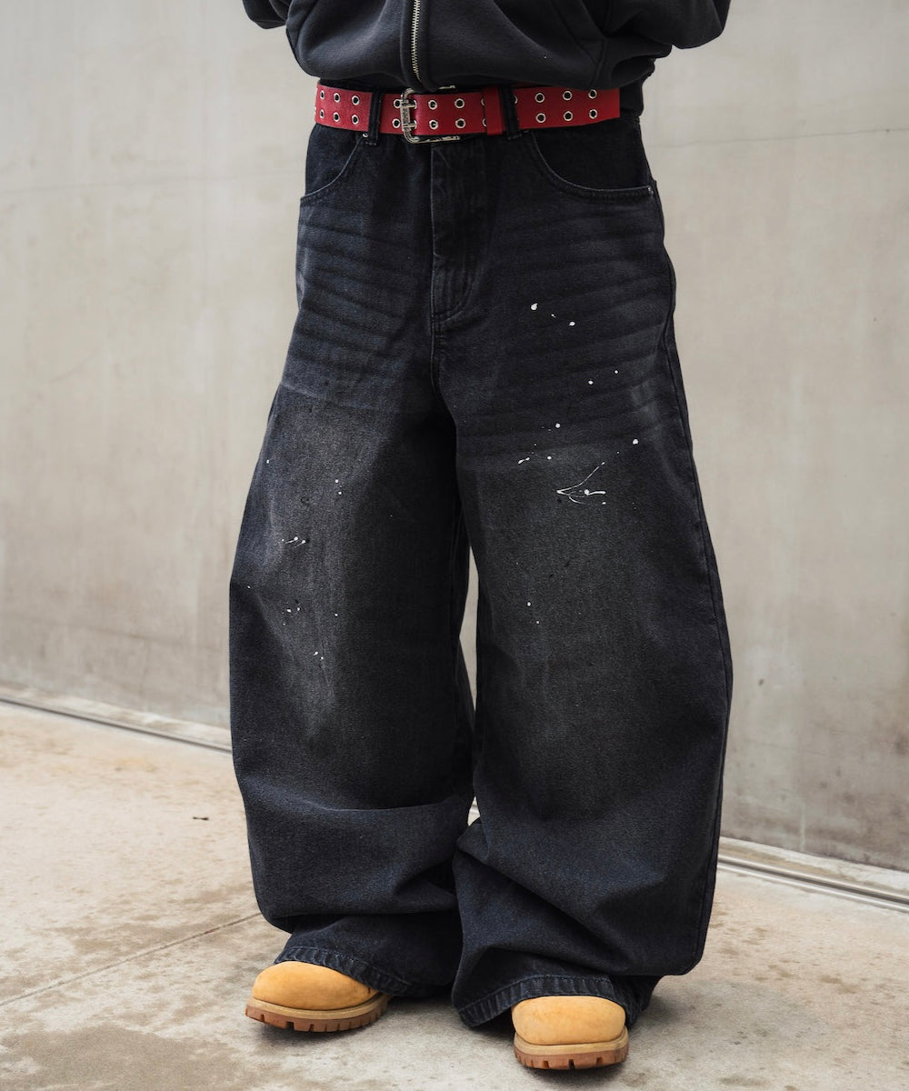 Circle paint logo Baggy denim pants
