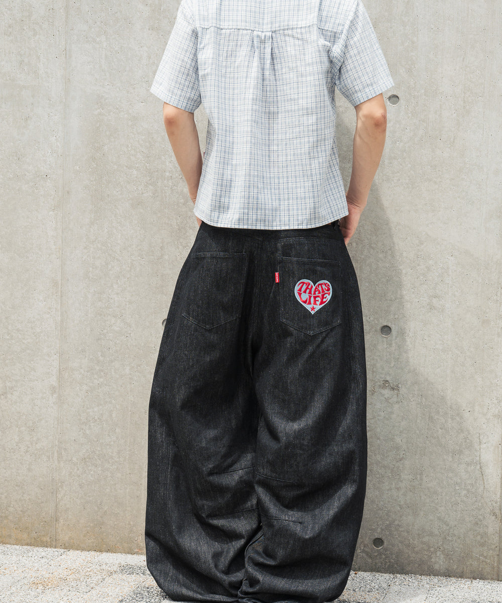 Heart logo Rigid Baggy Denim pants free