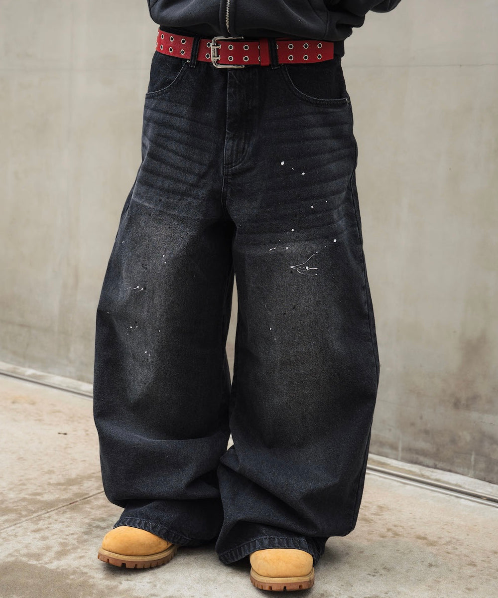 Circle paint logo Baggy denim pants