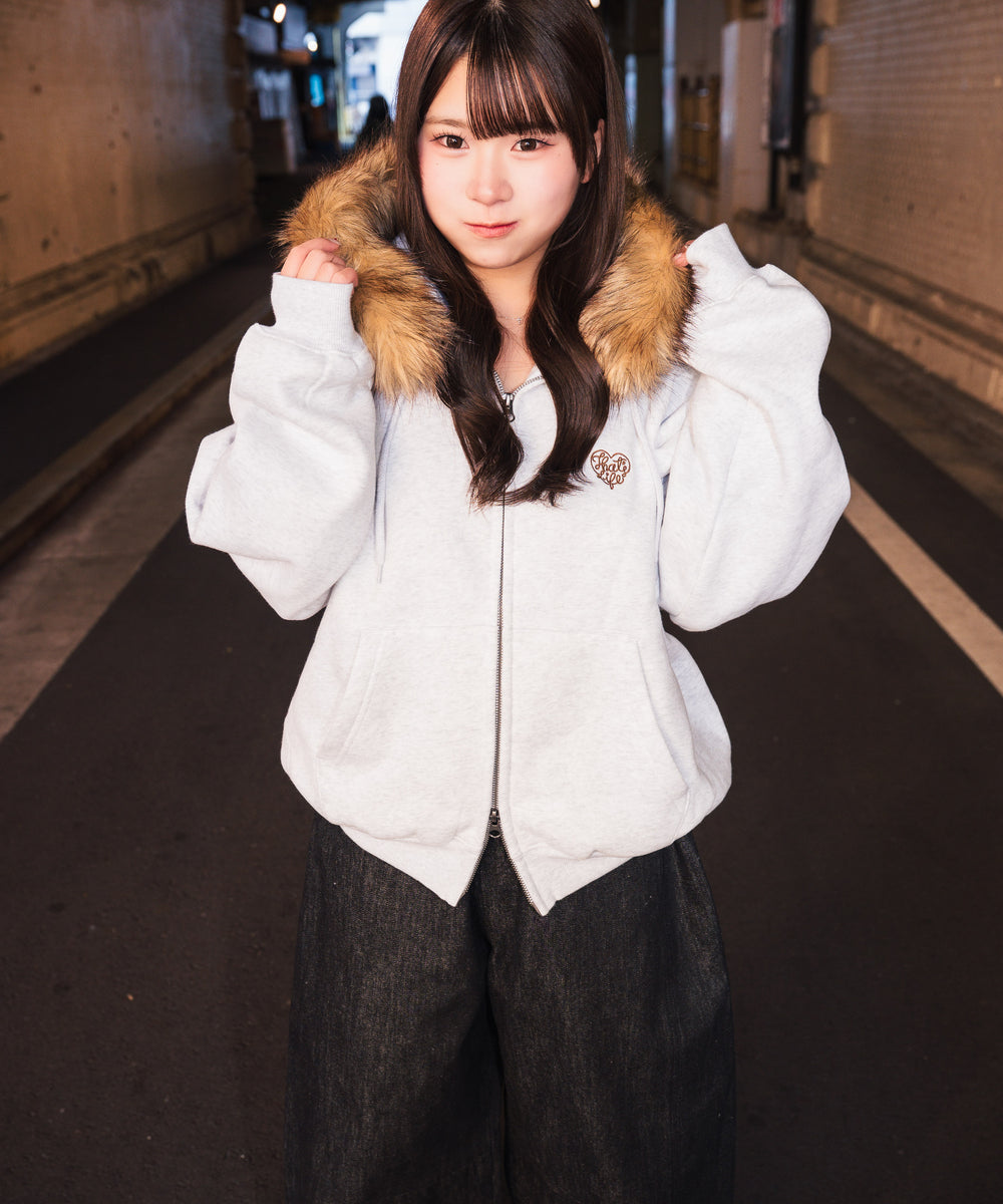 Heart logo Fur zip hoodie free