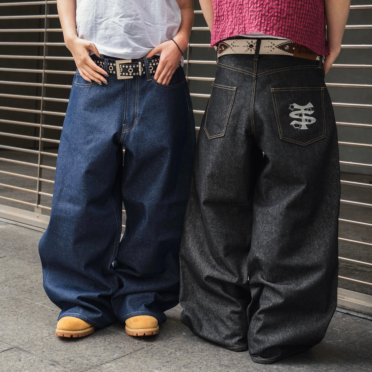 TS logo Rigid Baggy Denim pants