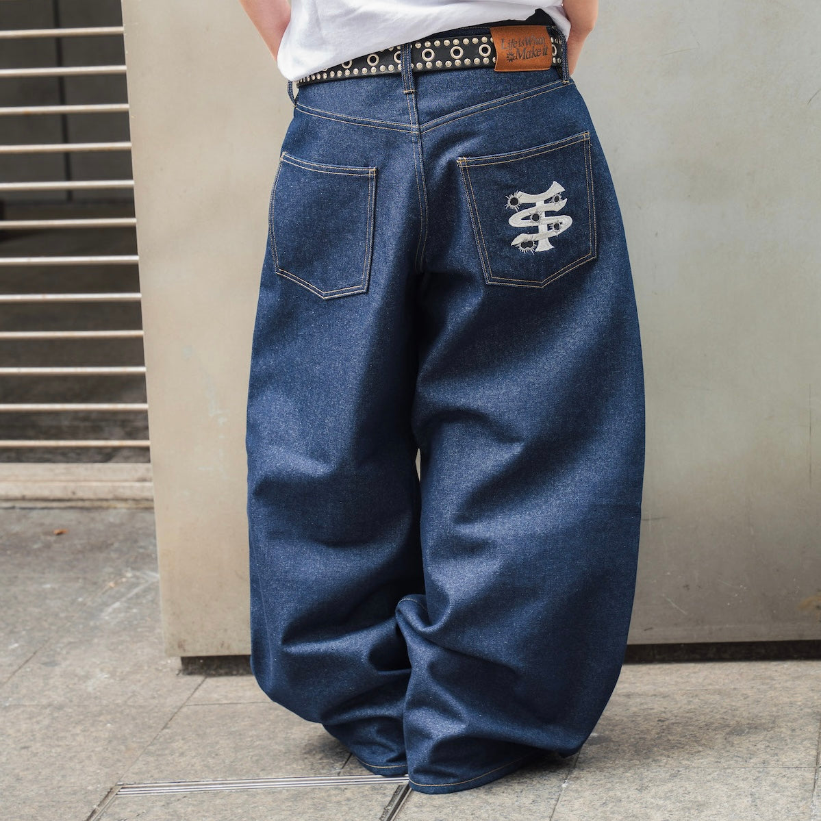 TS logo Rigid Baggy Denim pants