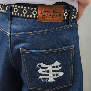 TS logo Rigid Baggy Denim pants