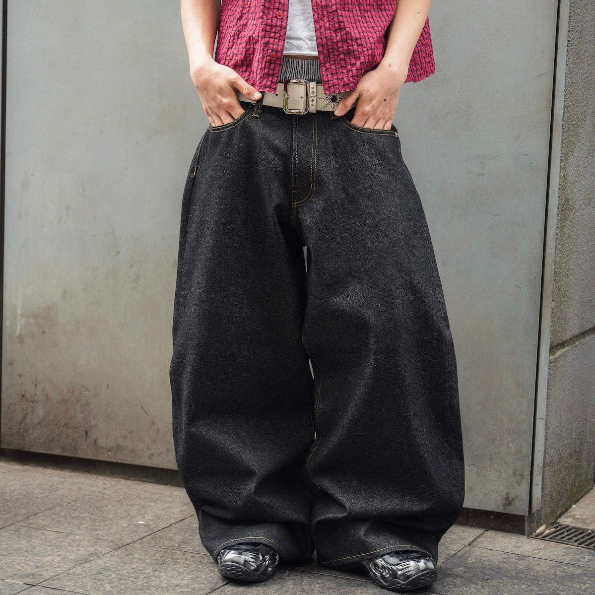 TS logo Rigid Baggy Denim pants