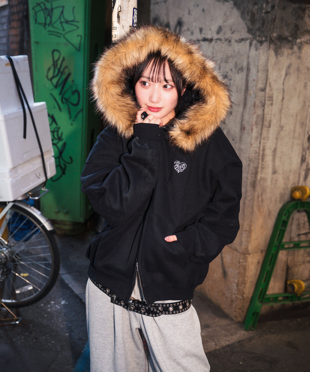 Heart logo Fur zip hoodie free