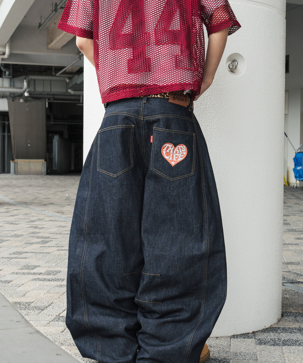 Heart logo Rigid Baggy Denim pants free