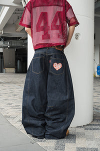Heart logo Rigid Baggy Denim pants free