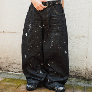 TS logo Rigid Baggy Paint Denim pants
