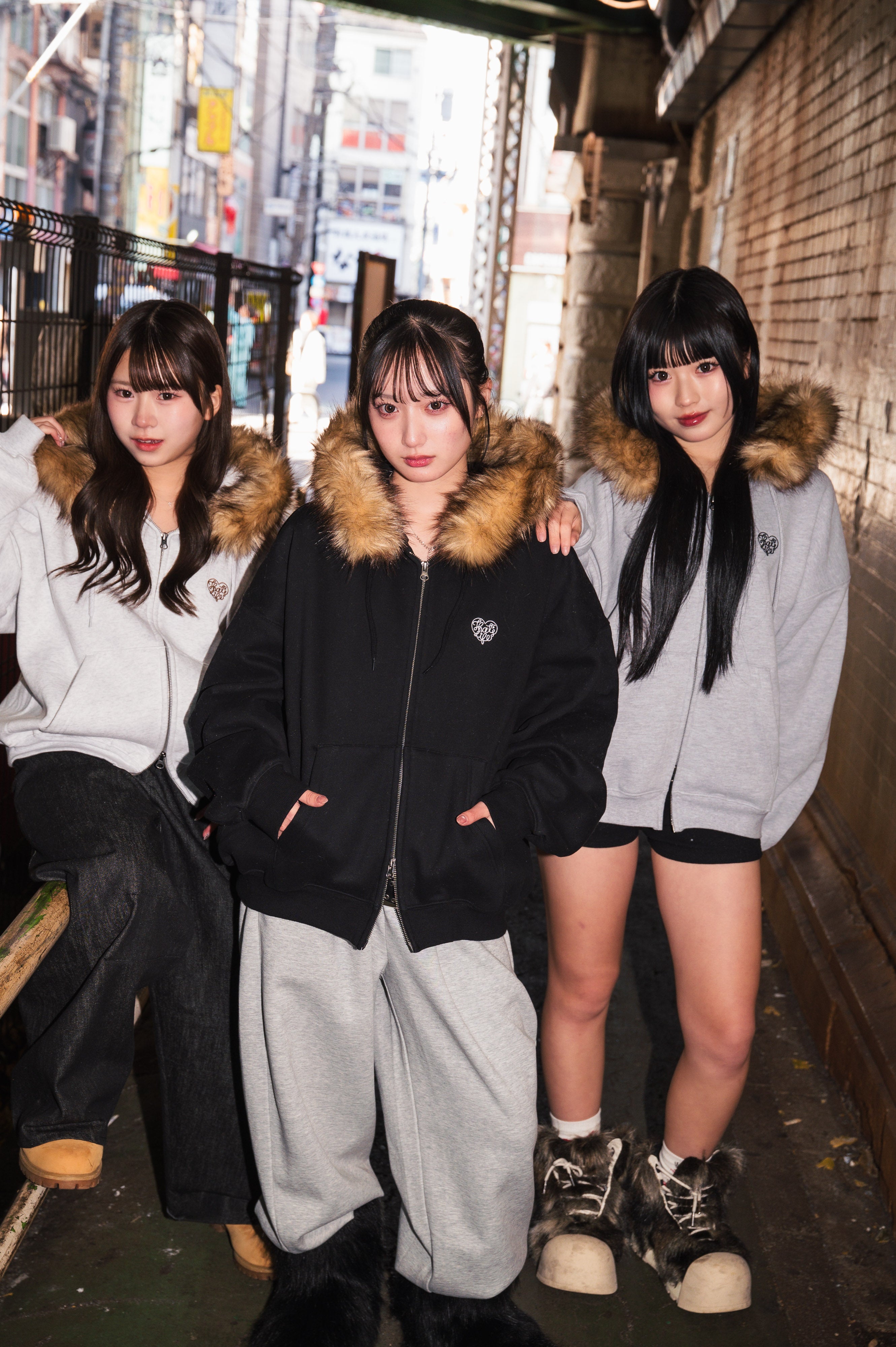 Heart logo Fur zip hoodie free