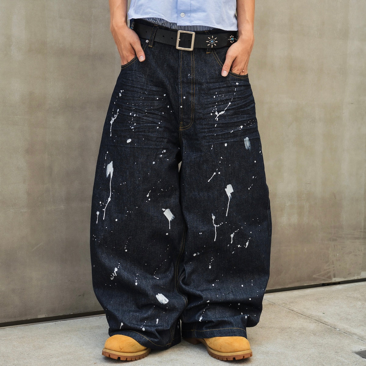TS logo Rigid Baggy Paint Denim pants – That's life online store