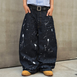 TS logo Rigid Baggy Paint Denim pants