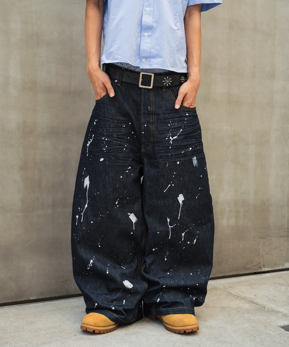 TS logo Rigid Baggy Paint Denim pants free