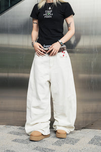 Heart logo Rigid Baggy Denim pants free