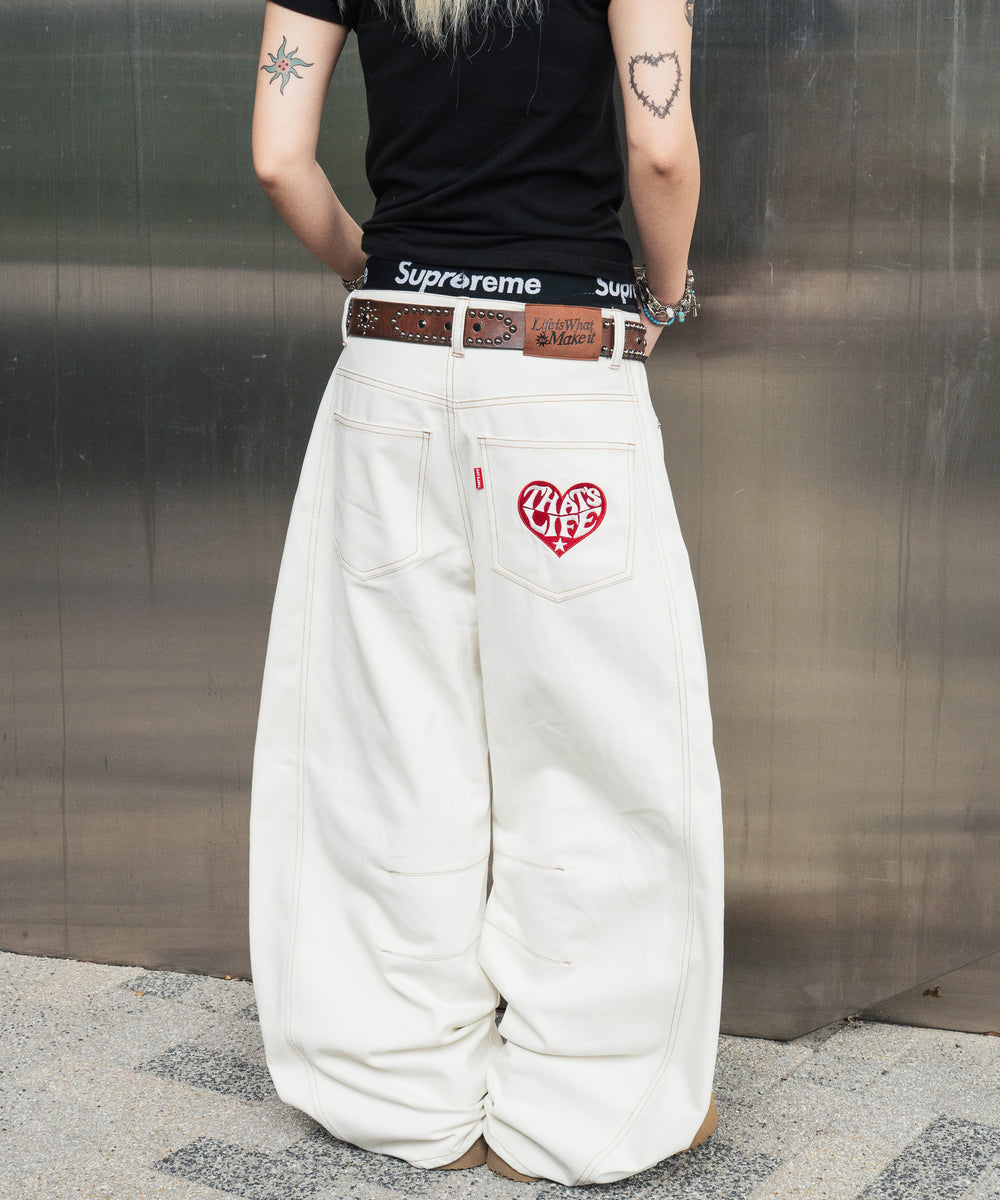 Heart logo Rigid Baggy Denim pants free