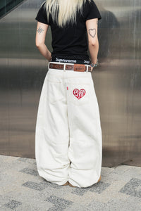 Heart logo Rigid Baggy Denim pants free