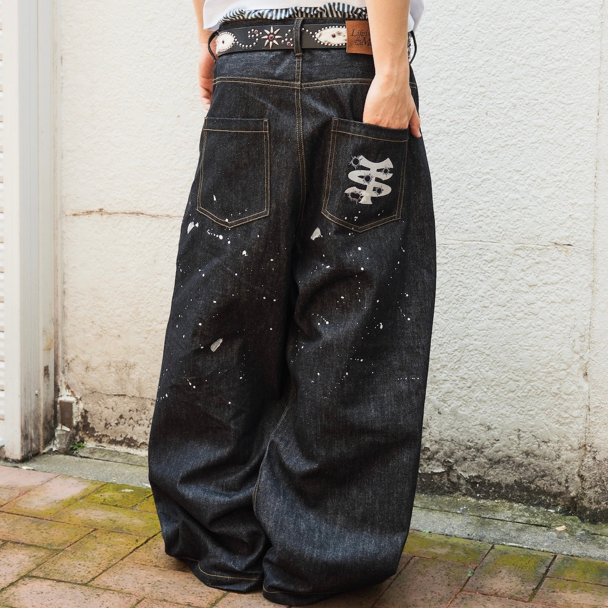TS logo Rigid Baggy Paint Denim pants – That's life online store