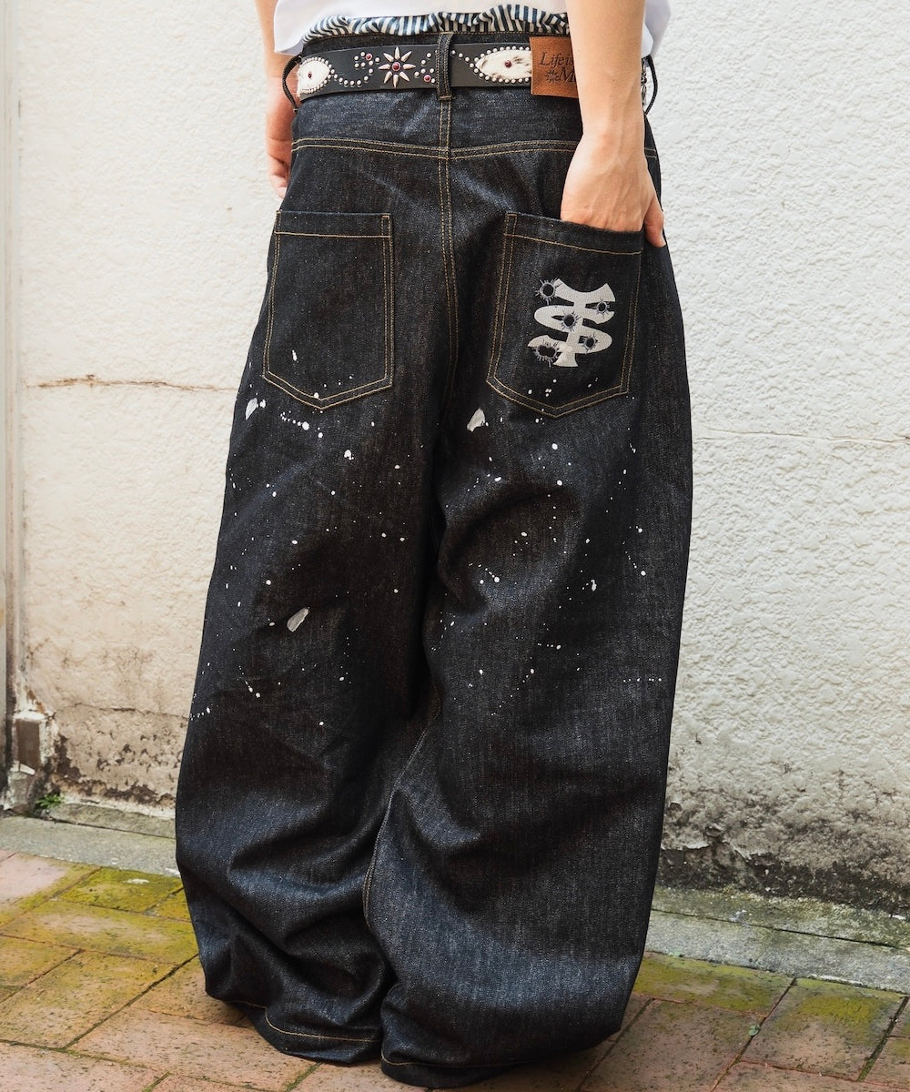 TS logo Rigid Baggy Paint Denim pants