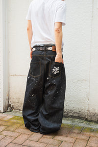 TS logo Rigid Baggy Paint Denim pants free