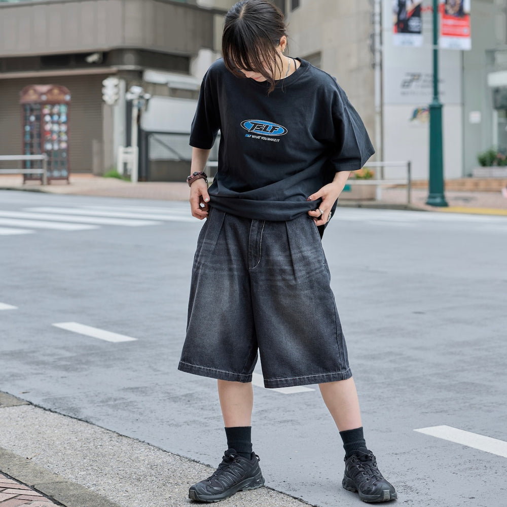 “CAP BOY” logo Original Half Denim pants