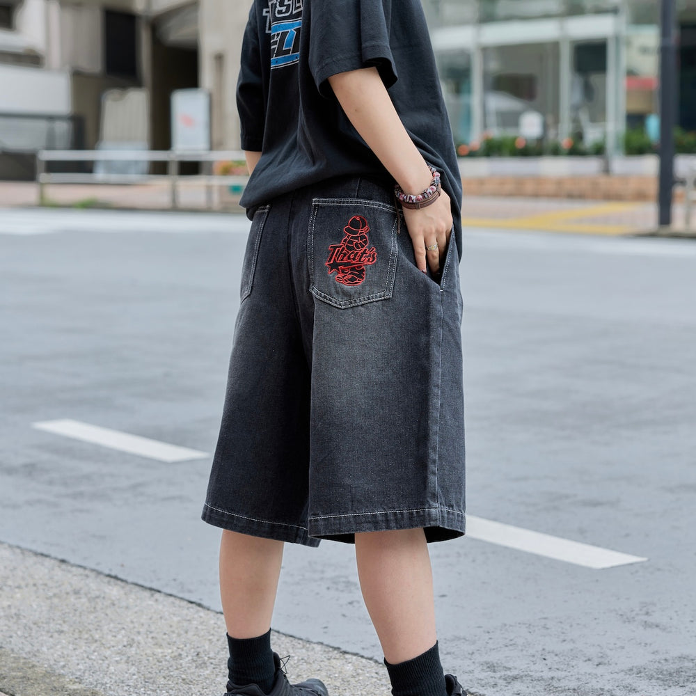 “CAP BOY” logo Original Half Denim pants