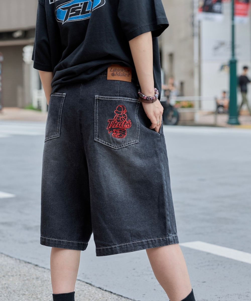 “CAP BOY” logo Original Half Denim pants