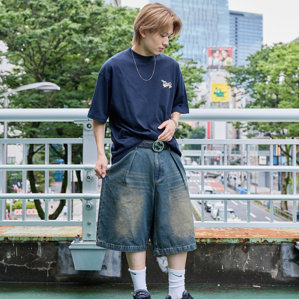 “CAP BOY” logo Original Half Denim pants