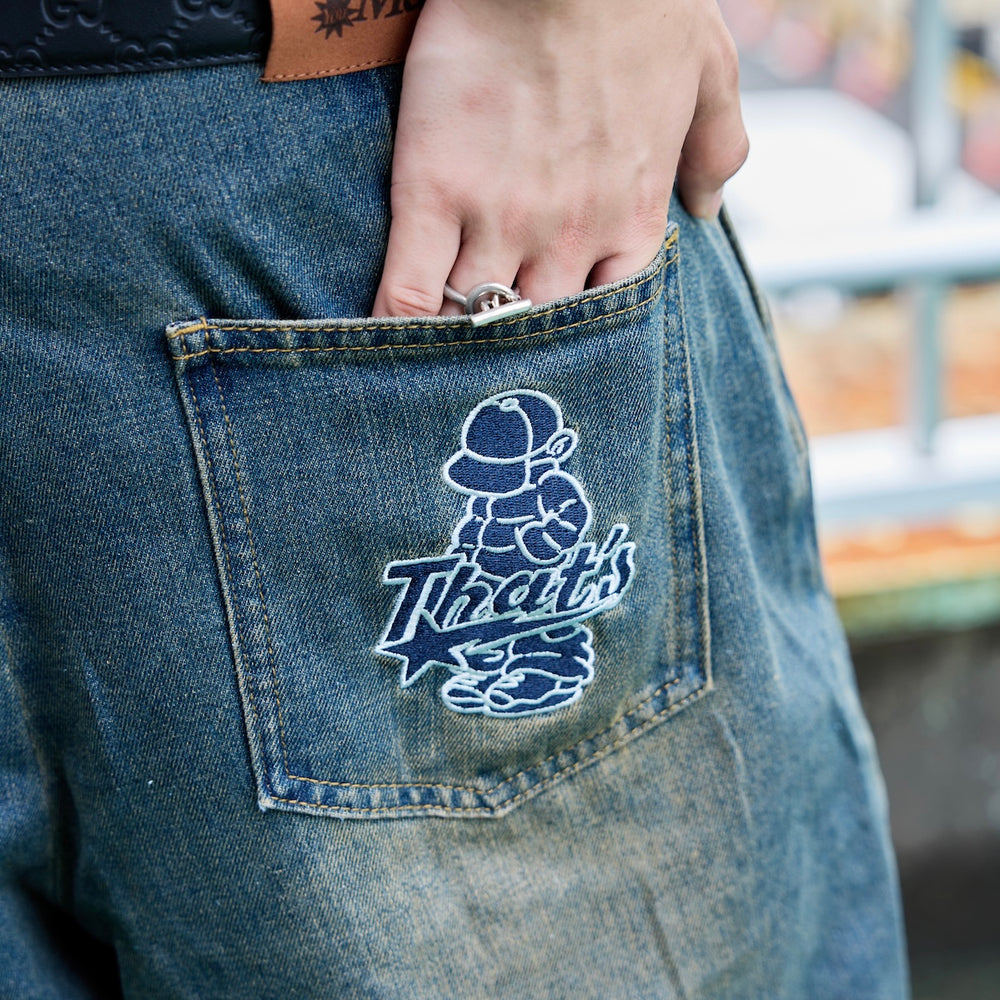 “CAP BOY” logo Original Half Denim pants