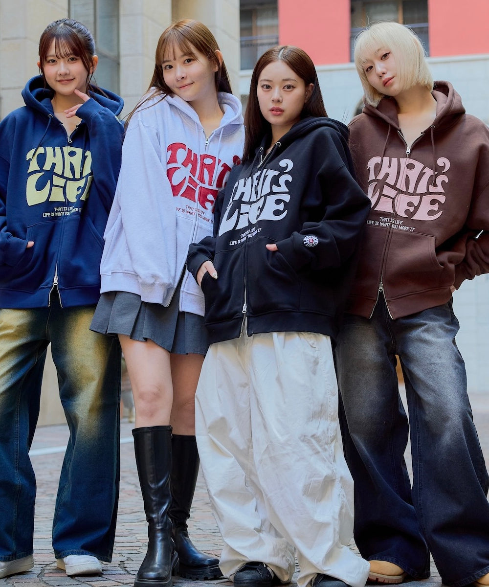 Front wave logo zip hoodie
