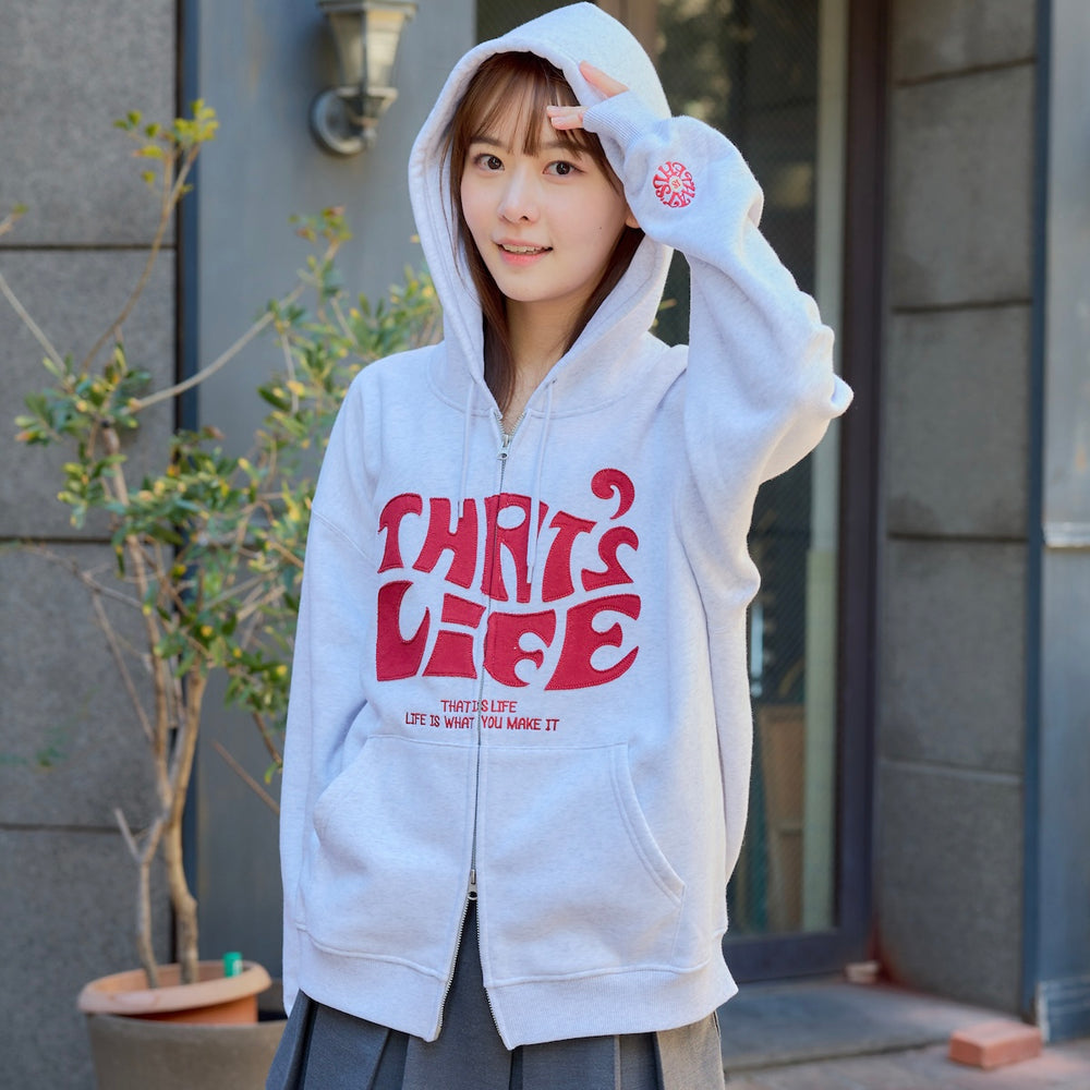 Front wave logo zip hoodie