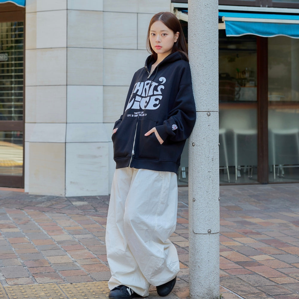 Front wave logo zip hoodie