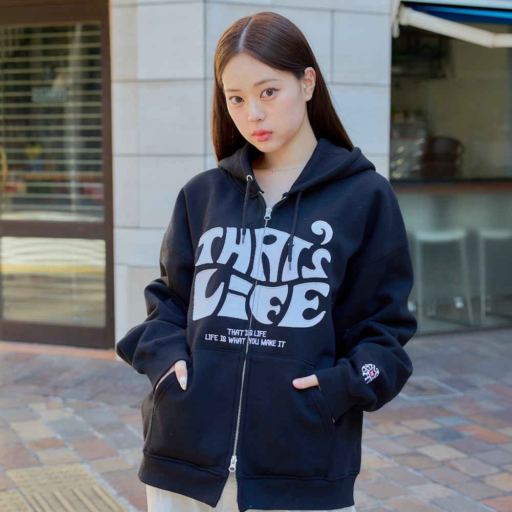 Front wave logo zip hoodie