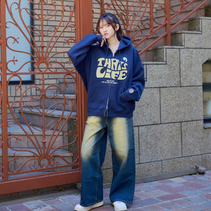 Front wave logo zip hoodie