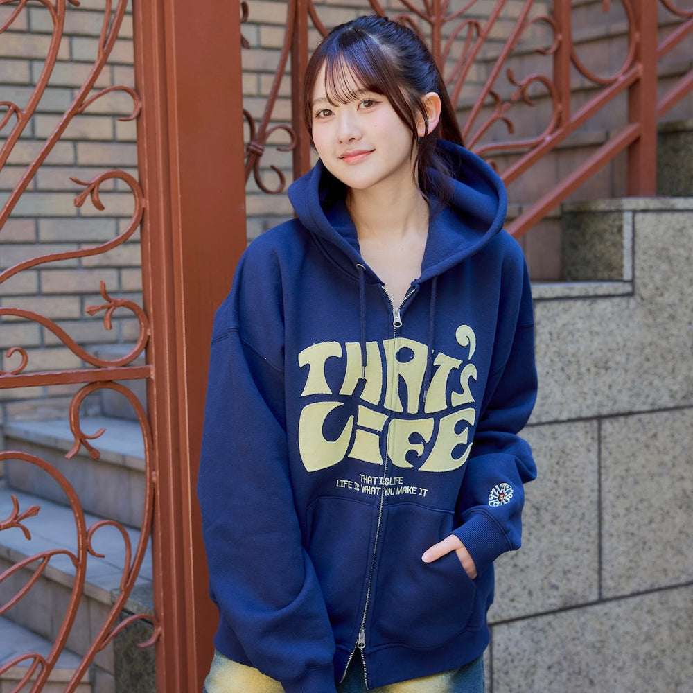 Front wave logo zip hoodie