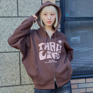 Front wave logo zip hoodie