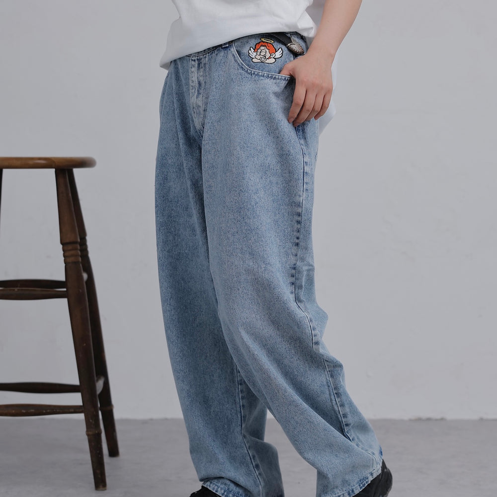 That’s life Angel logo Denim pants
