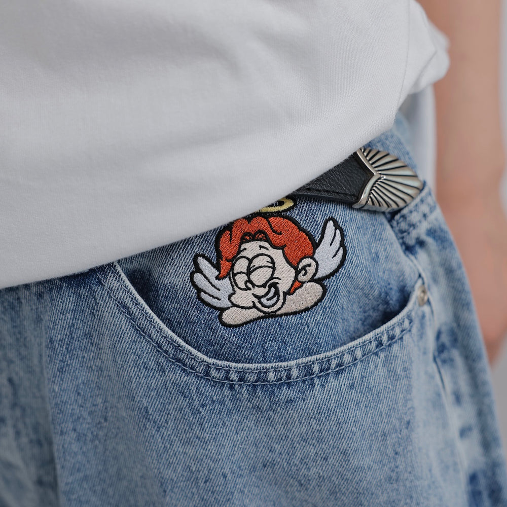 That’s life Angel logo Denim pants