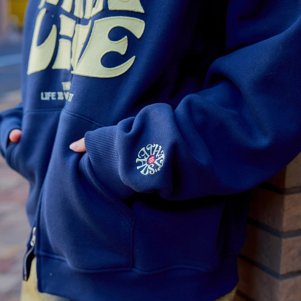 Front wave logo zip hoodie