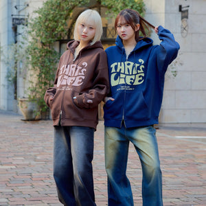 Front wave logo zip hoodie