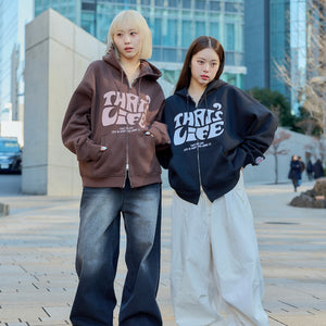 Front wave logo zip hoodie