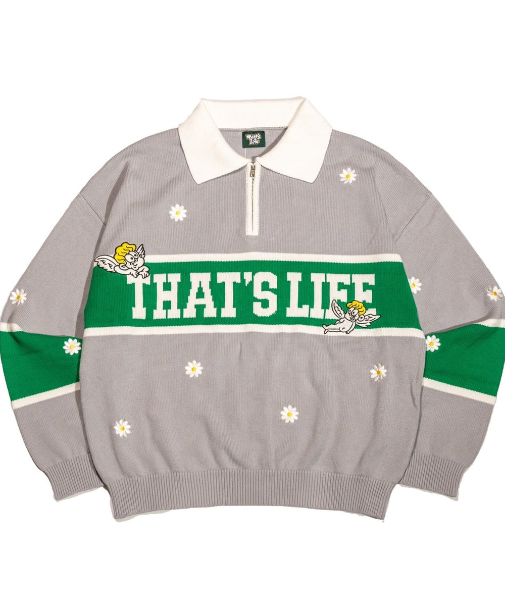 That's life Flower Half zip knit 