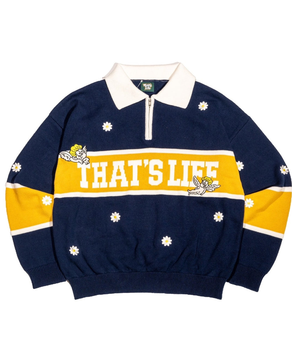 That's life Flower Half zip knit 