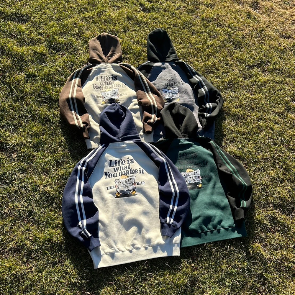 HEAVY WEIGHT “NEWS PAPER” LOGO RAGLAN HOODIE free