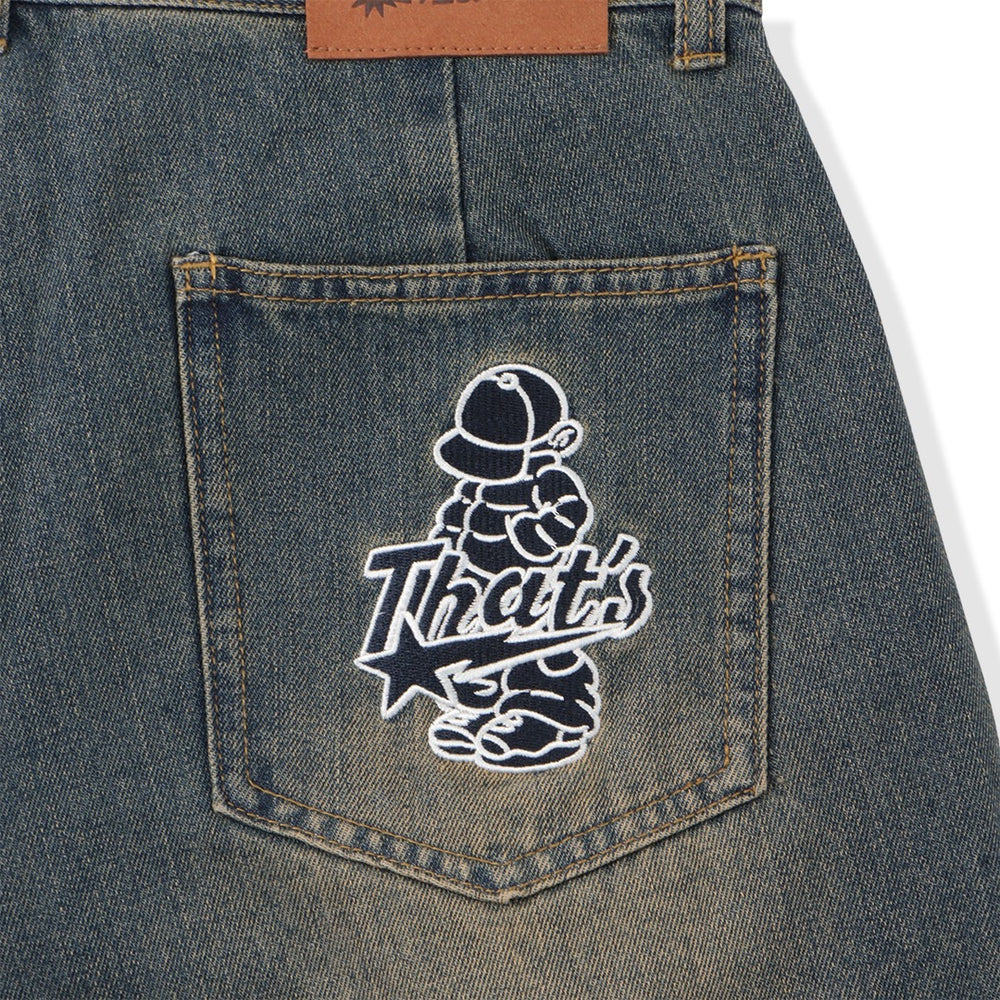 “CAP BOY” logo Original Half Denim pants