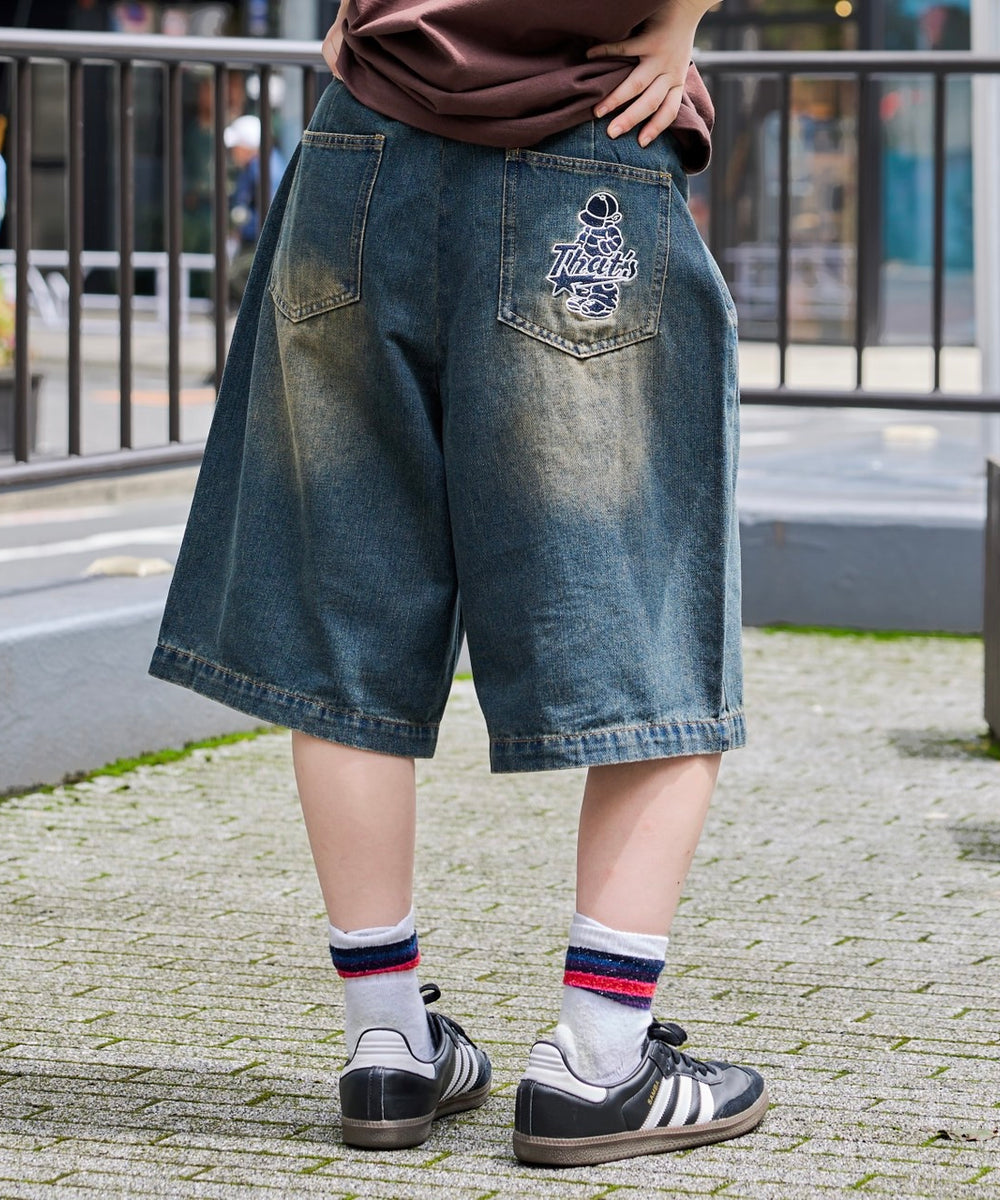 “CAP BOY” logo Original Half Denim pants