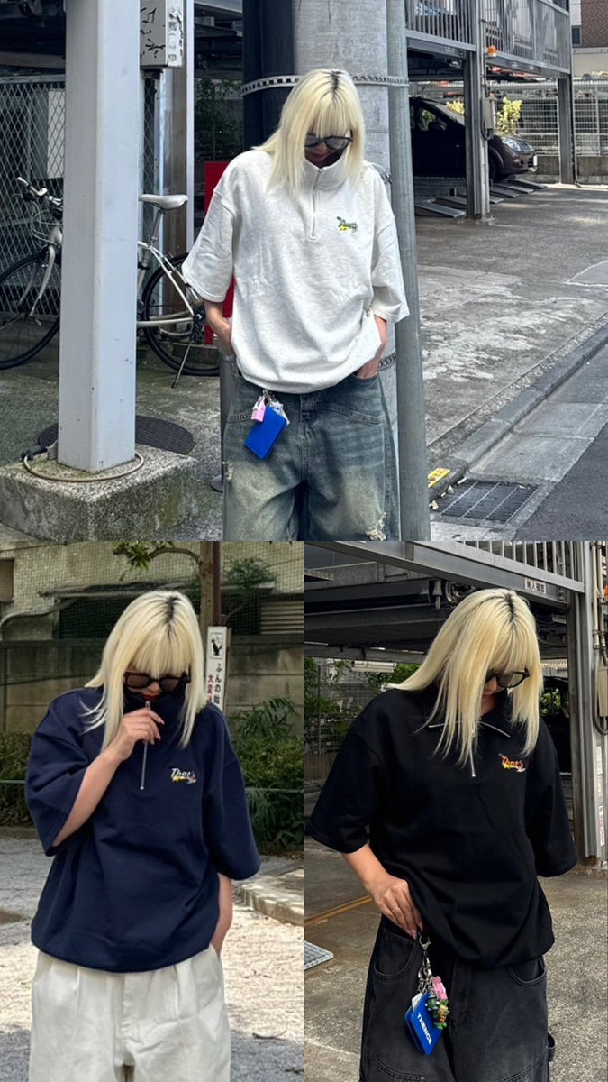 HEAVY WEIGHT ANGEL LOGO HALF ZIP TEE free