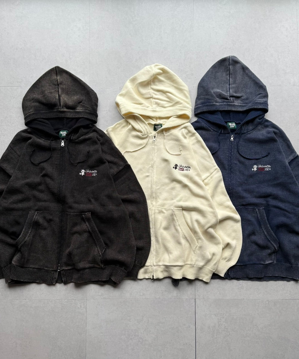 That's life Original logo knit zip hoodie