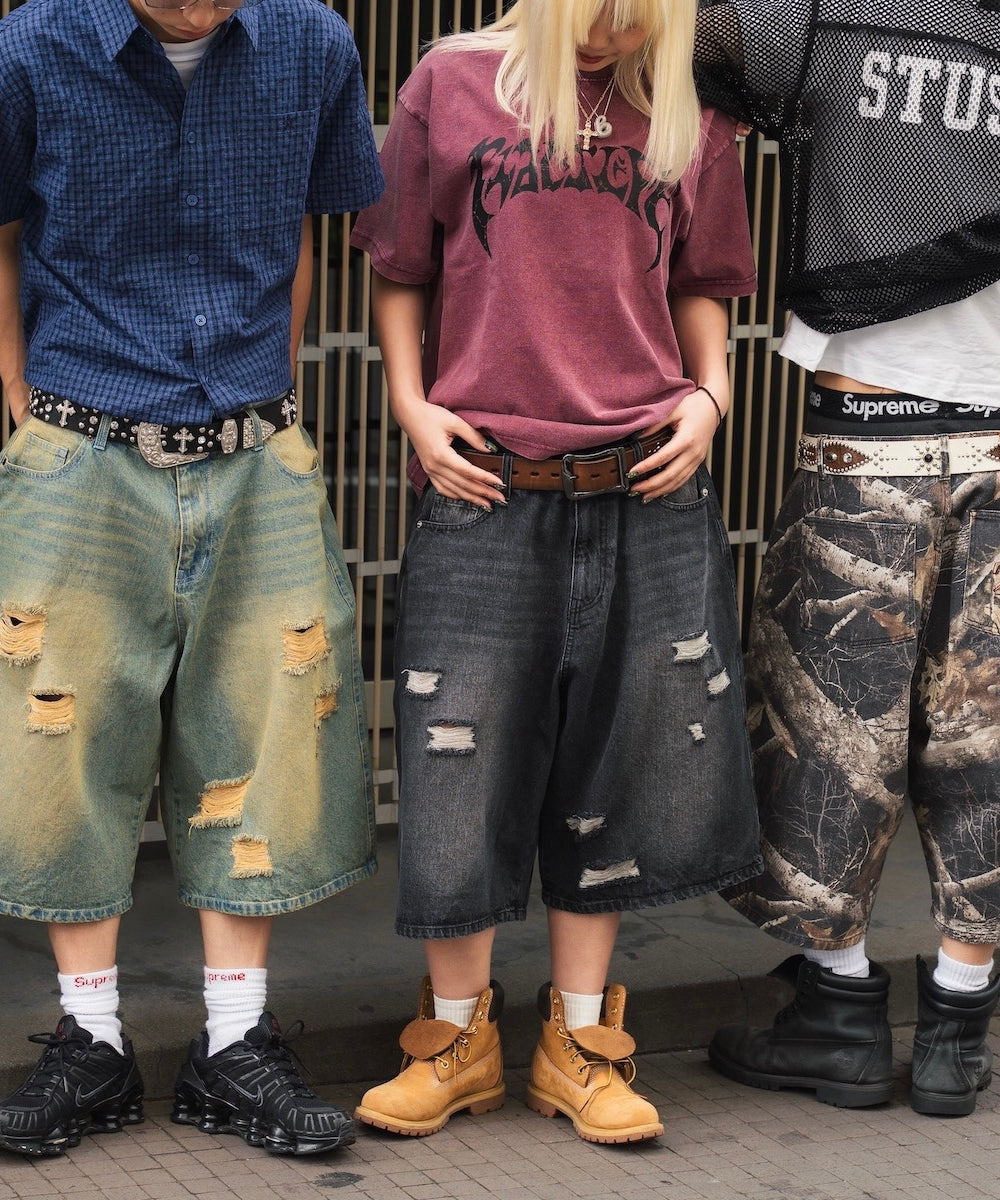 Denim-inspired damege shorts